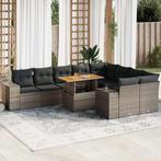 vidaXL 10-delige Loungeset met kussens poly rattan acacia, Verzenden, Nieuw, Rotan, Loungeset