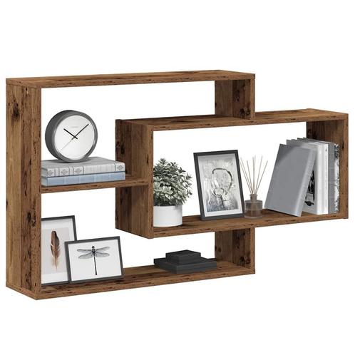 vidaXL Wandschap 104x20x58,5 cm bewerkt hout oud houtkleurig, Huis en Inrichting, Woonaccessoires | Wandplanken en Boekenplanken