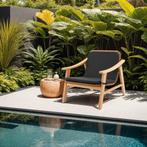 Wicker fauteuil Treviso, houten frame en kussen - natuur, Tuin en Terras, Verzenden, Nieuw