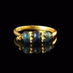 Oud-Romeins, Keizerrijk Ring met Romeinse blauw glazen, Sieraden, Tassen en Uiterlijk, Antieke sieraden