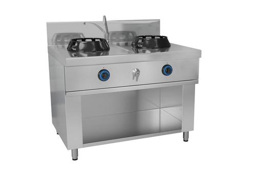 GGM Gastro | Gas wok fornuis - 28 kW - 2 kookzones - incl. 1, Witgoed en Apparatuur, Fornuizen, Inbouw, Nieuw, Verzenden