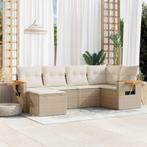 vidaXL 6-delige Loungeset met kussens poly rattan beige, Tuin en Terras, Verzenden, Nieuw, Rotan, Loungeset