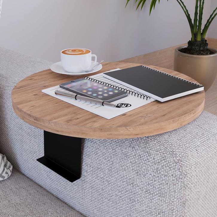 Dienblad armleuning Kuleskyd rond Ø34 cm houtkleurig [en.cas, Huis en Inrichting, Banken | Sofa's en Chaises Longues, Verzenden