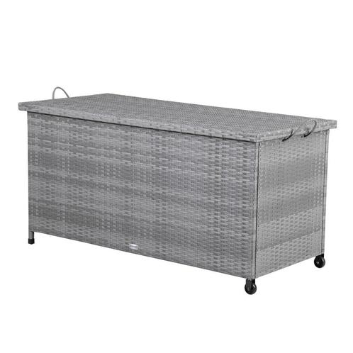 Polyrattan Kussenbox Grijs 122x56x61cm met wielen, Huis en Inrichting, Overige Huis en Inrichting, Nieuw, Verzenden