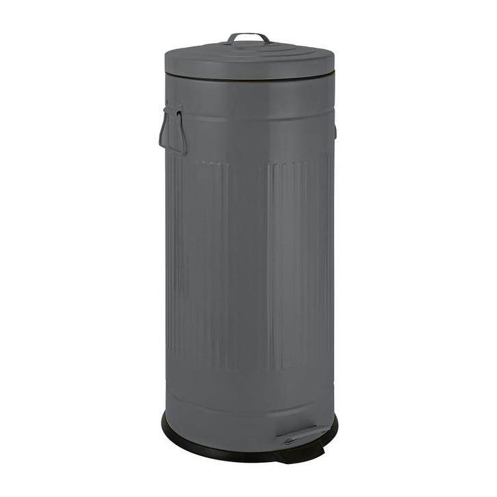 Pedaalemmer retro look - grijs - 30 liter, Huis en Inrichting, Woonaccessoires | Prullenbakken, Verzenden