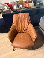 Fauteuil Ruby dikleder cognac bruin stalen frame zwart, Huis en Inrichting, Fauteuils, Ophalen, Leder fauteuil, Nieuw, 75 tot 100 cm