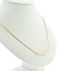 Gouden ketting met vaste hanger en diamant; 0,005 ct. | 4..., Gebruikt, Overige kleuren, Ophalen of Verzenden, Met edelsteen