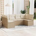 vidaXL 6-delige Loungeset met kussens poly rattan beige, Verzenden, Nieuw, Rotan, Loungeset