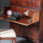 Chest on Chest Tallboy ca 1790 in mahonie met bureau No910, Antiek en Kunst, Ophalen of Verzenden