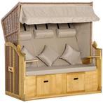 TRUUSK Strandstoel 3-zits Zonneligstoel Met Dak En 2 Klaptaf, Tuin en Terras, Tuinstoelen, Verzenden, Nieuw