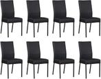 Set van 8 Donkerblauwe leren moderne eetkamerstoelen - poot, Huis en Inrichting, Stoelen, Overige kleuren, Nieuw, Leer, Ophalen of Verzenden