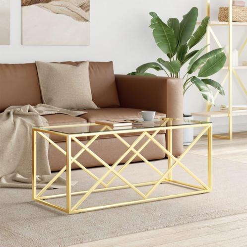 vidaXL Salontafel 110x45x45 cm roestvrij staal en glas, Huis en Inrichting, Tafels | Salontafels, 100 tot 150 cm, Nieuw, Metaal