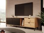 Meubella | TV-Meubel eiken zwart 183 cm | modern | 2 lades, Huis en Inrichting, Kasten | Televisiemeubels, Overige materialen