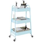 vidaXL Opbergtrolley 3-laags 42x41,5x77 cm staal blauw, Doe-het-zelf en Verbouw, Verzenden, Nieuw