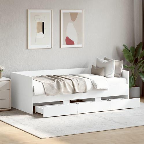 vidaXL Slaapbank met lades zonder matras 75x190 cm wit, Huis en Inrichting, Slaapkamer | Bedden, Wit, Nieuw, Hout, Verzenden