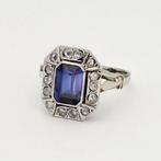 Ring - 18 karaat Witgoud Saffier - Diamant, Sieraden, Tassen en Uiterlijk, Ringen, Nieuw