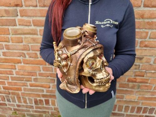 Beeld, Steampunk Pilot Skull - 18 cm - Hars, Antiek en Kunst, Kunst | Designobjecten
