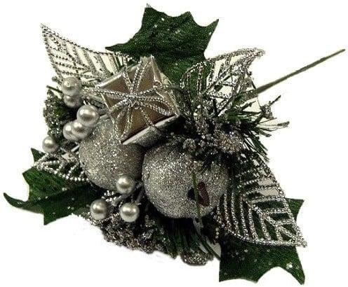 Kerstbijsteker Zilver Appel Cadeautje en Besjes per stuk, Huis en Inrichting, Woonaccessoires | Kunstplanten en Kunstbloemen, Nieuw