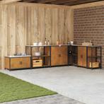 vidaXL Keuken opslag plank met plank met opslag Roestig, Huis en Inrichting, Keuken | Keukenelementen, Verzenden, Nieuw, Bruin