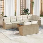vidaXL Tuin Sofa Set 9 pcs Beige, wit 55 x 55 x 37 cm Riet,, Tuin en Terras, Tuinsets en Loungesets, Verzenden, Nieuw, Rotan