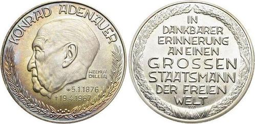Ar-medaille Personenmedaille Adenauer, Konrad 1876 +1967,..., Postzegels en Munten, Penningen en Medailles, Verzenden