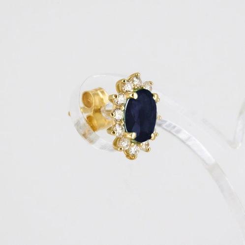 Oorbellen - 14 karaat Geel goud - 1.78ct. tw. Saffier -, Sieraden, Tassen en Uiterlijk, Oorbellen