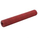 vidaXL Kippengaas 25x1 m staal met PVC coating rood, Verzenden, Nieuw, IJzer, 1 tot 2 meter