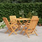 vidaXL 5-delige Tuinset massief teakhout, Verzenden, Nieuw, Hout, Tuinset