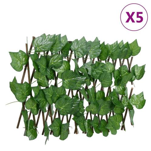 vidaXL Kunstplant druivenblad latwerk 5 st uittrekbaar, Tuin en Terras, Schuttingen, Nieuw, Kunststof, Minder dan 1 meter, Verzenden