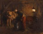 Willem Hendrik van der Nat (1864–1929) - Koeien melken in, Antiek en Kunst