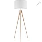 Staande lamp Lunaris, textielkap, driepootsframe - eiken, Huis en Inrichting, Verzenden, Nieuw