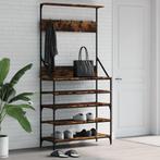 vidaXL Kledingrek met schoenenrek 90x34x184 cm gerookt, Kleding | Dames, Kledingrekken, Verzenden, Nieuw