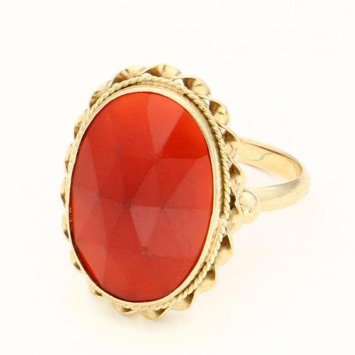 Ring - 14 karaat Geel goud Carneool, Sieraden, Tassen en Uiterlijk, Ringen