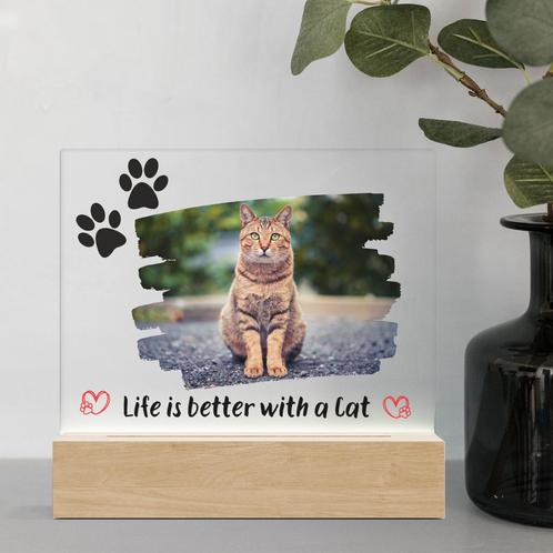 Life is better with a Cat - Lamp, Huis en Inrichting, Lampen | Overige, Verzenden