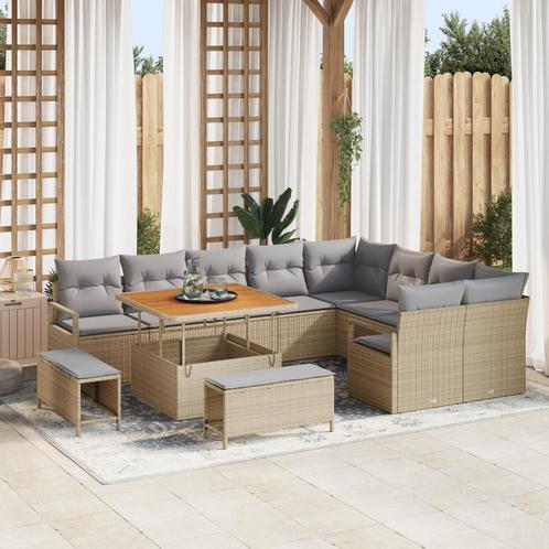 vidaXL 12-delige Tuinbankenset met kussens poly rattan, Tuin en Terras, Tuinsets en Loungesets, Nieuw, Rotan, Verzenden