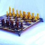 Schaakspel - Chess set - Baltic amber,  Silver 925 Handmade