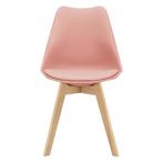 Eetkamerstoel Dubrovnik set van 6 kunstleer en beuken roze, Huis en Inrichting, Stoelen, Verzenden, Nieuw