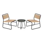 Bistroset Brienza tuintafel met 2 tuinstoelen zwart en beige, Tuin en Terras, Verzenden, Nieuw