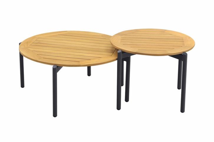 Valletta koffietafels - Set van 2 - antraciet/teak, Tuin en Terras, Tuinsets en Loungesets, Nieuw, Hout, Verzenden