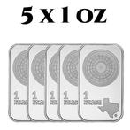 1 Troy Ounce - Zilver .999 - 5 x 1 oz Texas Mint 9999 Fine