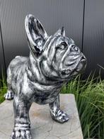 Beeld, silver Bronze-coloured sculpture of a French Bulldog