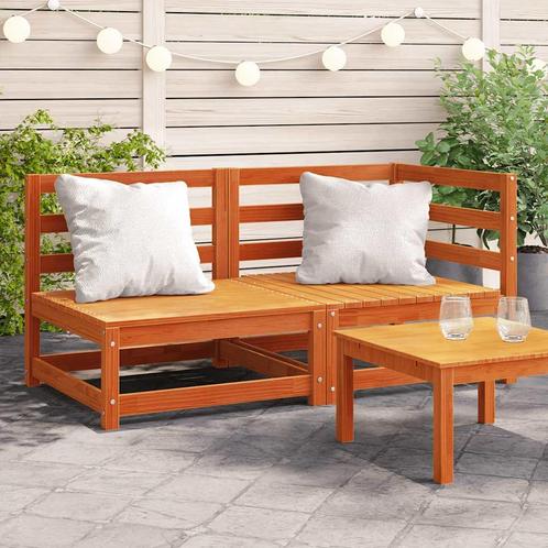 vidaXL Tuinbank 2-zits massief grenenhout wasbruin, Tuin en Terras, Tuinsets en Loungesets, Nieuw, Verzenden