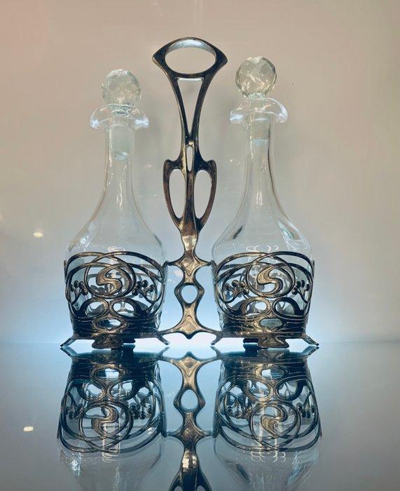 WMF Geislingen dlg - Olie-en-azijnstelletje (3) - Glas,, Antiek en Kunst, Kunst | Designobjecten