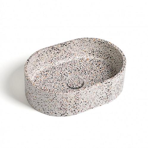 Waskom Ideavit Idea.Rock 40x28x12 cm Ovaal Terrazzo Wit, Doe-het-zelf en Verbouw, Sanitair, Overige typen, Nieuw, Ophalen of Verzenden
