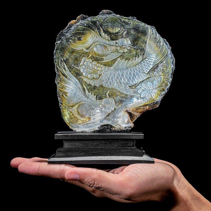 Fijn gegraveerde parelmoer schelp - verfijnd Japans, Antiek en Kunst, Kunst | Designobjecten