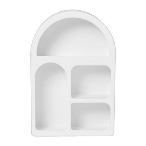 4 vakkenkast Zaha organic met boog - MDF - wit - 60x40x15 cm, Huis en Inrichting, Kasten | Wandmeubels, Verzenden