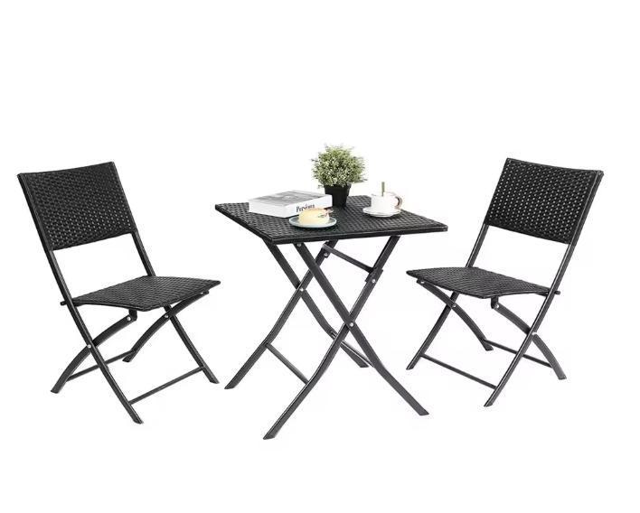 Opvouwbare Rotan Balkonset: Tafel en 2 Stoelen - Camping, Tuin en Terras, Tuinstoelen, Nieuw, Verzenden