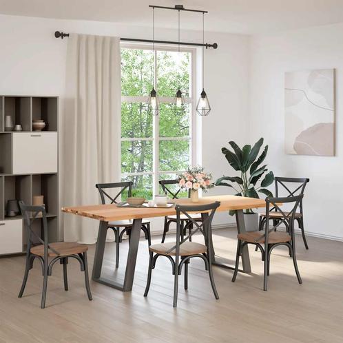vidaXL Eettafel rechthoekig 220x90x74 cm massief eikenhout, Huis en Inrichting, Tafels | Eettafels, Nieuw, Verzenden