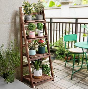Opvouwbare 4-laags Ladderplank – Houten Boekenkast – Planten beschikbaar voor biedingen