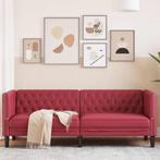 vidaXL Driezitsbank Chesterfield-stijl kunstleer wijnrood, Verzenden, Nieuw, Driepersoons, Leer